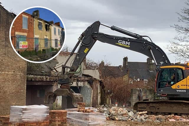 The homes in Cromwell Road (inset) have been demolished