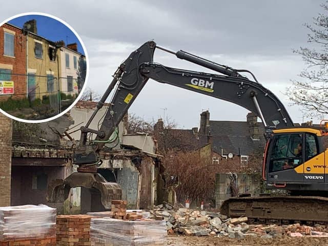 The homes in Cromwell Road (inset) have been demolished