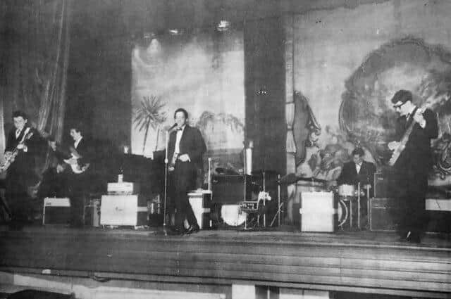 The Dynatones on stage at The Embassy Theatre on Broadway where they supported The Beatles in 1963 (image: Peterborough Images Archive)