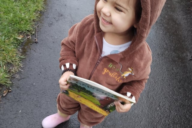 Alessia, age two, enjoying the gruffalo by Julia Donaldson - we think that's a great choice!
