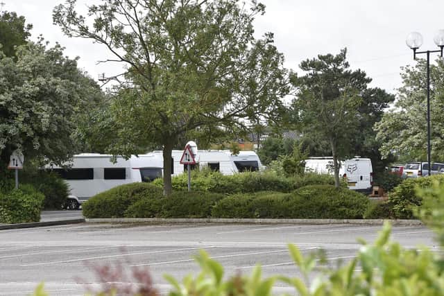 Travellers in the Showcase Cinema overflow car park at Boongate