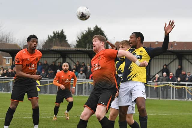Michael Gash in action for Sports against Kidderminster. Photo: David Lowndes.