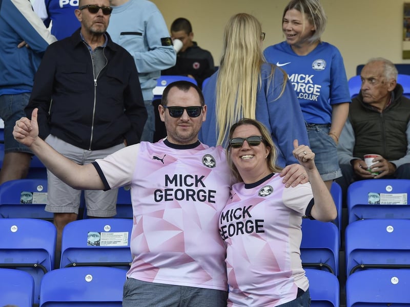 Peterborough United fans watch the draw with Leyton Orient.