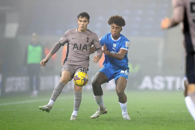 James Dornelly of Peterborough United in action against Spurs. Photo: Joe Dent/theposh.com