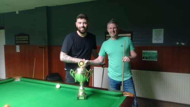 Snooker shoot-out finalists Harvey Chandler (left) and Mark Gray.