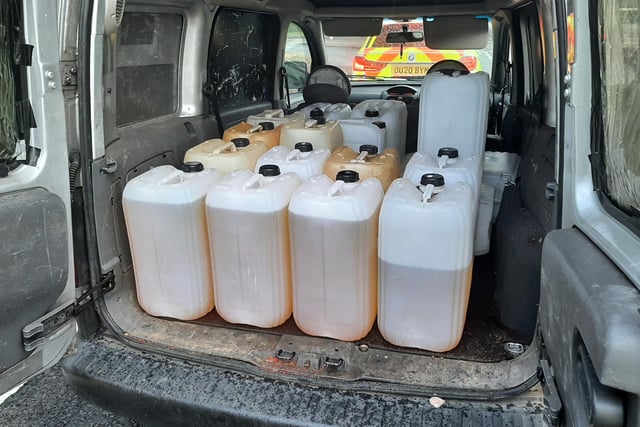 This cloned vehicle was stopped and searched by officers, who discovered suspected stolen fuel. The driver provided a positive drugs wipe for cannabis.