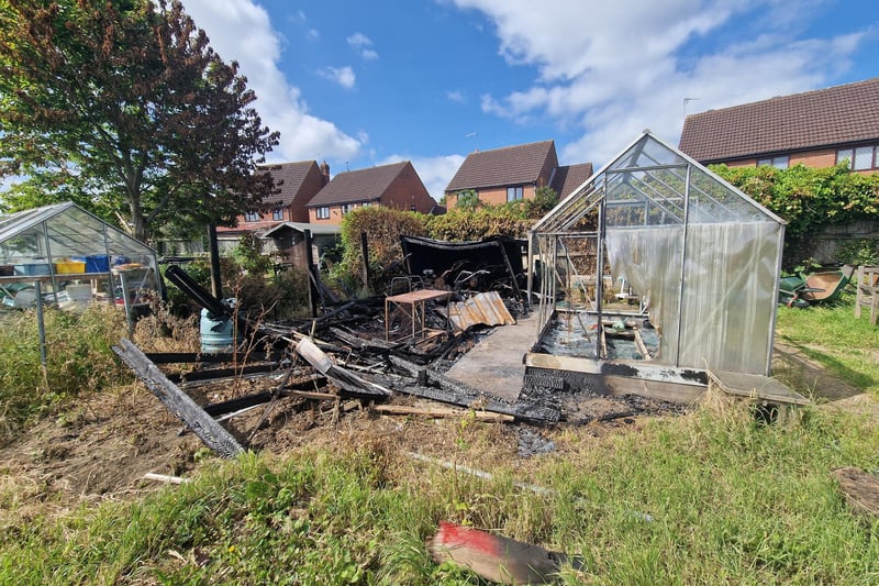Damage caused by arsonists at the site.