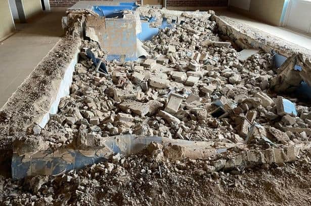 The St George's Pool, filled with rubble