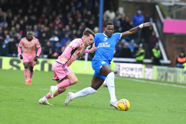 Ephron Mason-Clark has caused Leeds problems in the first half. Photo: David Lowndes.