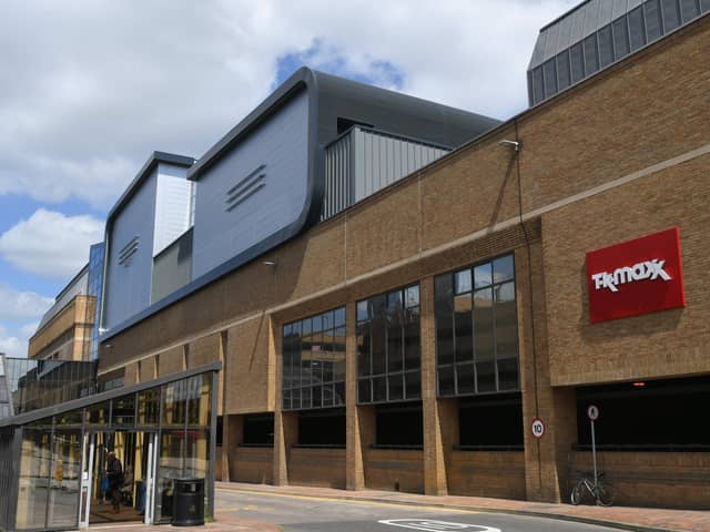 The cinema can be seen on the roof of the Queensgate Shopping Centre in Peterborough.