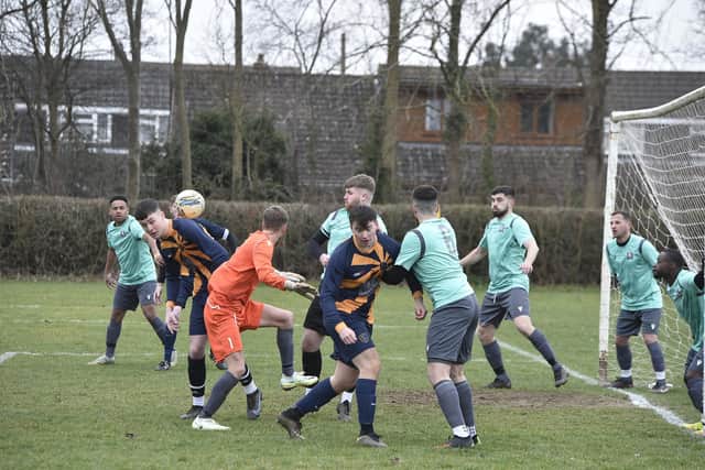 West Raven v Glinton and Northborough football action. Photo: David Lowndes.