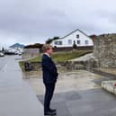 Laying a wreath at the memorial in The Falkland Islands