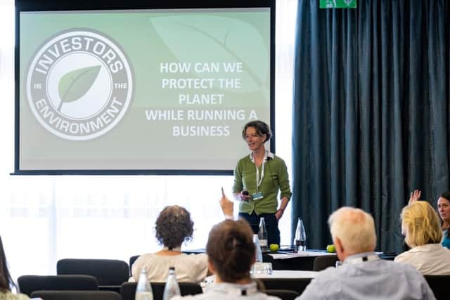 Camilla Sherwin, Senior Sustainability Consultant at Investors in the Environment, gives a talk at last year's iiE Awards in Peterborough.
