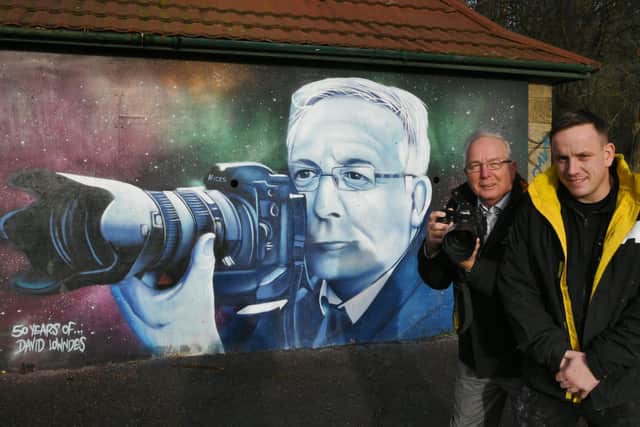 David Lowndes with Nathan Murdoch, the creator of the mural.