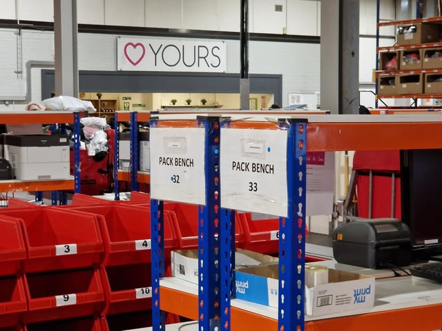 The interior of one of a growing number of warehouses operated by Yours Clothing in Orton Southgate, in Peterborough