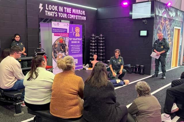CPR being taught in one of the workshops at AJs Gym in Yaxley.