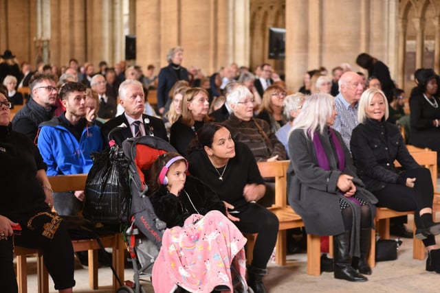 Many people wore black to the service
