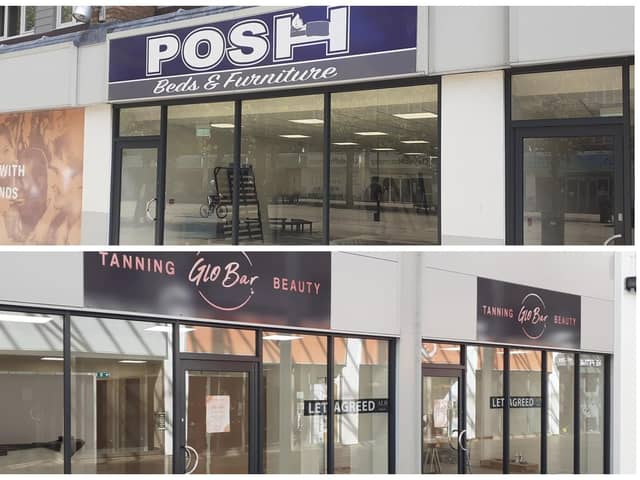 Two of the new retailers that have moved into the Ortongate Shopping Centre in Peterborough - Posh Beds and Furniture and Tanning Glo Bar