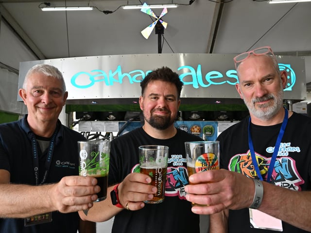 Stewart Poulter, Ed Sharman and Nick Jones from Oakham Ales