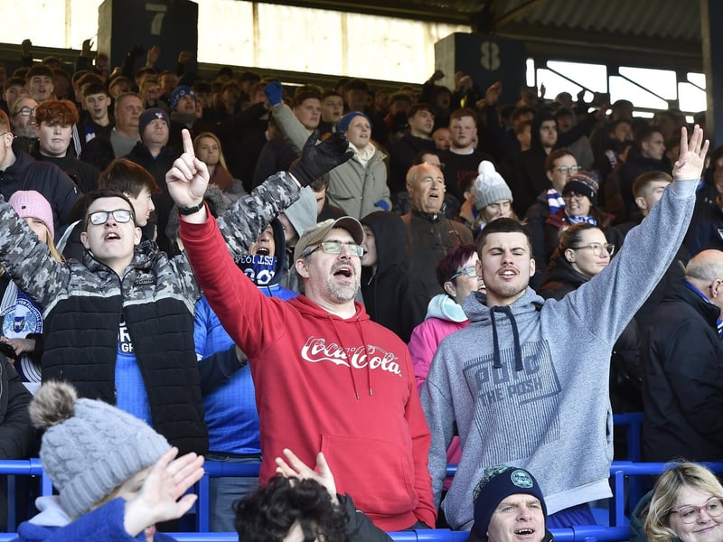 Peterborough United fans enjoy the 5-2 win over Plymouth Argyle.