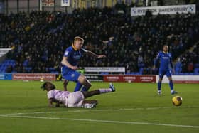 Ricky-Jade Jones of Peterborough United scores the equalising goal against Shrewsbury Town. Photo: Joe Dent/theposh.com.