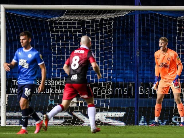 Harvey Cartwright during his only Peterborough United appearance against Stevenage in August. Photo: Joe Dent.