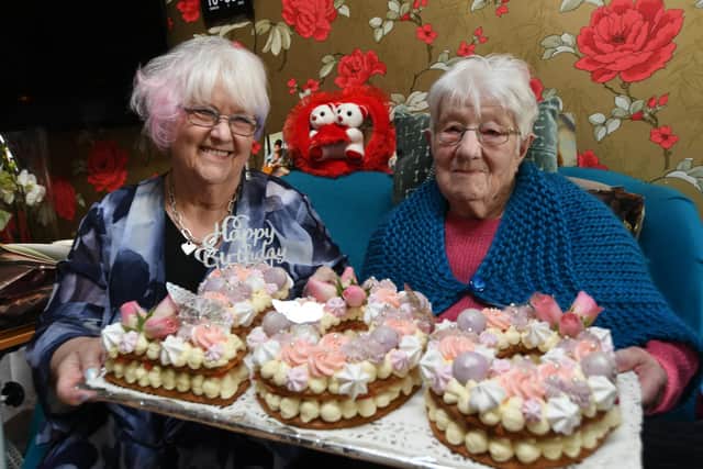 Olga Vaitkevicius celebrating her 100th birthday with daughter Janie Bingham at their home in Eastfield, Peterborough