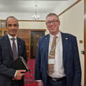 Cllrs Mohammed Farooq and John Howard after Peterborough budget vote