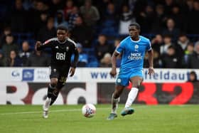 Kwame Poku in action for Peterborough United against Salford. Photo: Joe Dent.