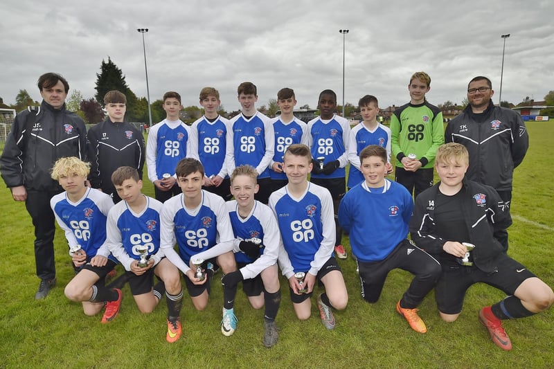 Whittlesey Juniors Blue FC players ahead of the Peterborough and District Junior Alliance League football Under 14's League Cup final.