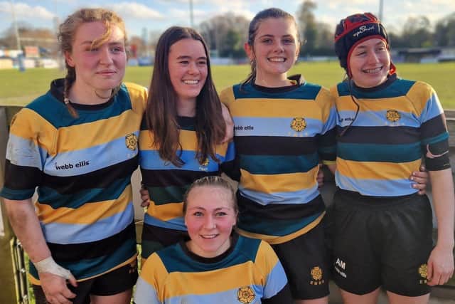 The Borough girls on East Midlands Under 18 duty, front, Nash Hadley, back left to right, Abi Tuson, Lucy Dangerfield, Leah Dormon, Alys Masters.