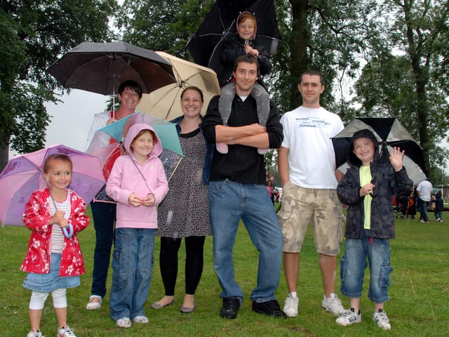 Rain didn't spoil the fun, Allsop, Sheppard and Bingley families from Sutton. 
Pictured L to R are; Molly Allsop 4, Beverley Sheppard, Alicie Bingley 7, Kerry Allsop, Simon Bingley with daughter Lauren aged 5 on his shoulders, Peter Allsop and son Joseph aged 7.