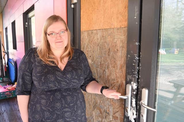 Little Miracles CEO Michelle King' surveys the damage caused during the break-in.