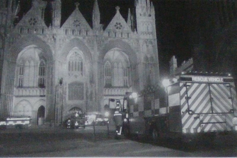 Fire at Peterborough Cathedral.
