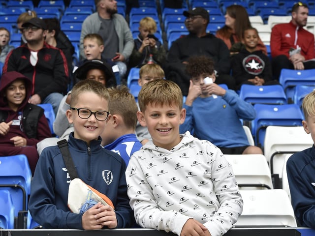 Peterborough United fans are pictured enjoying the win over Bristol Rovers.