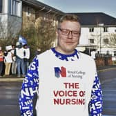 Student nurse William Arber-Colmer on the picket line at Doddington Hospital, in March.