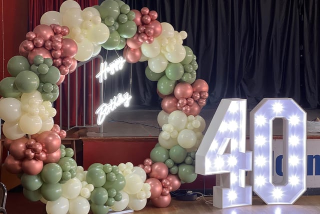 A ballloon and LED number celebration display from Queen of LED Hire of Yaxley, Peterborough