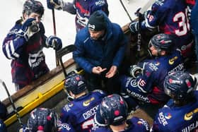 Phantoms coach Ash Tait addresses his team. Photo Willow Florence Photography.