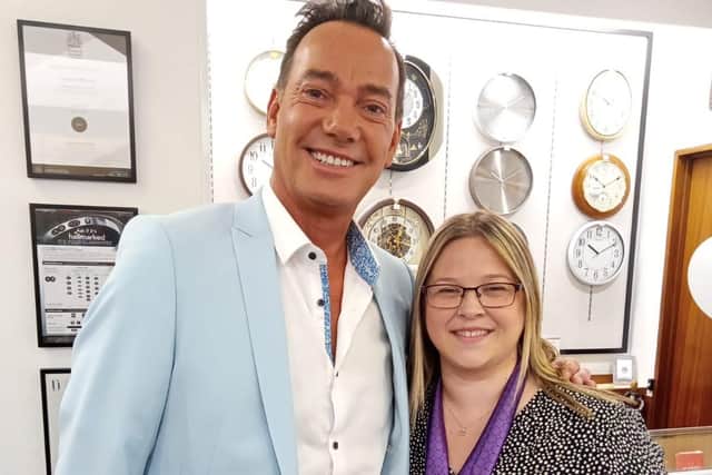 Craig Revel Horwood with Laura Smith at the reopening of F Hinds in Stamford.
