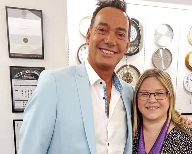 Craig Revel Horwood with Laura Smith at the reopening of F Hinds in Stamford.