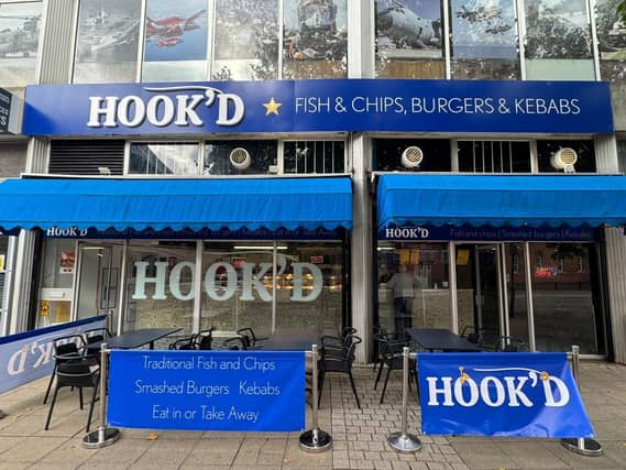 The New Hook'd fish and chips restaurant in Hereward Cross, Peterborough city centre