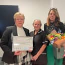 Volunteer Jet Watts receives a posthumous Outstanding Achievement Award in honour of her late husband Paul, with Rapid Responder Helen Gillies, daughter Clare Watts and Chief Nurse Jo Bennis.