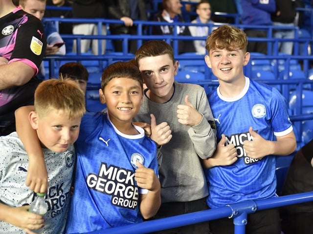 Peterborough United fans ahead of kick-off against Fleetwood Town last night.