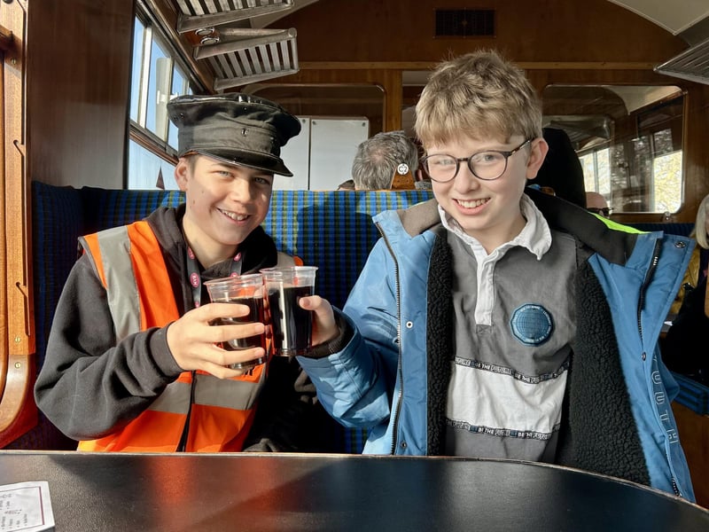 Harry Cowley and Oliver Walker enjoying their 'complimentary drink.'