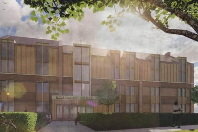 This image shows how the former offices in Bretton Way, Bretton, Peterborough, will look once converted into a range of apartments