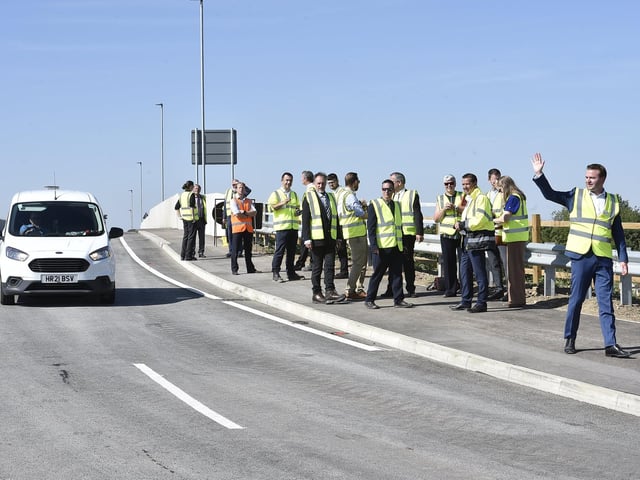 Official opening of the new Kings Dyke bridge over the A605 to Whittlesey has been named The Ralph Butcher Causeway (image: David Lowndes)