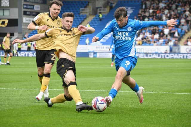 Chris Conn-Clarke in action for Posh against Wrexham. Photo David Lowndes.
