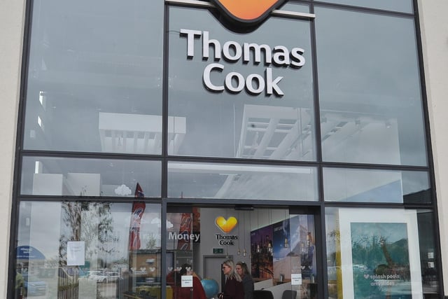 The Thomas Cook shop at the Serpentine Green Shopping Centre in Hampton, Peterborough. The shop was closed when Thomas Cook collapsed in 2019.