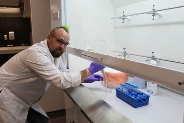 Dan Arrowsmith (43) who is studying a biomedical degree at ARU Peterborough and also working in a biomedical laboratory.