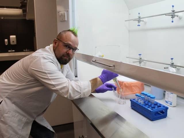 Dan Arrowsmith (43) who is studying a biomedical degree at ARU Peterborough and also working in a biomedical laboratory.